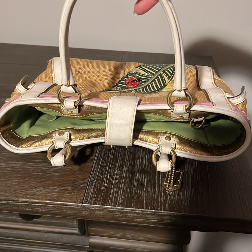 Authentic Vintage COACH Ladybug Motif Boxy Straw Tote Bag, Limited Edition -2004 - Picture 11 of 16